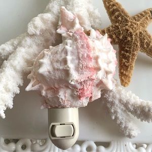 New! Natural Pink White Murex Seashell Night Light